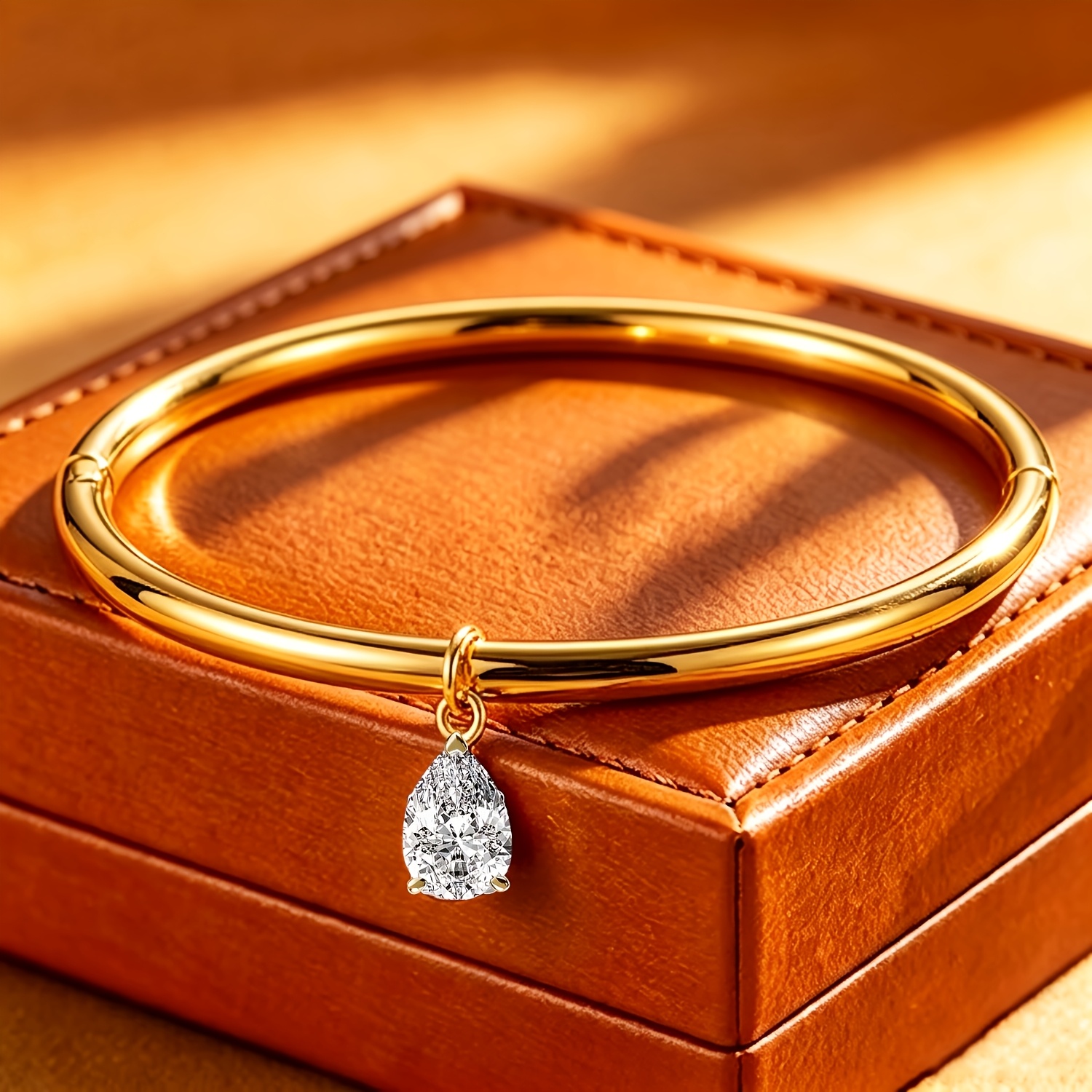2pcs 18K Gold Plated Bracelet Set with Teardrop Pendant